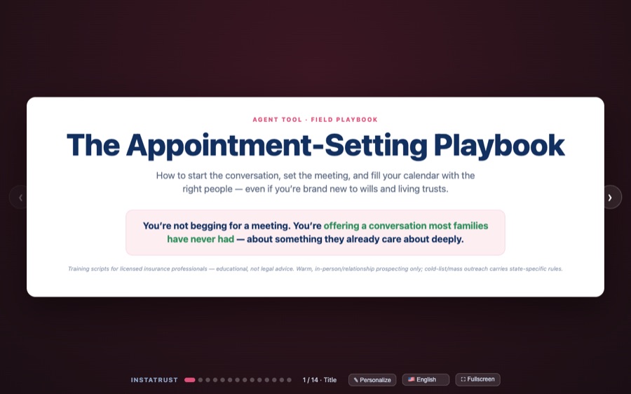 The Appointment training deck